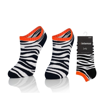 Intenso nízké veselé dámské ponožky Zebra vzor