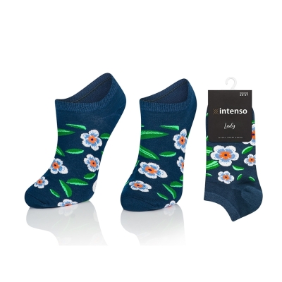 Intenso nízké dámské ponožky Květy - modré