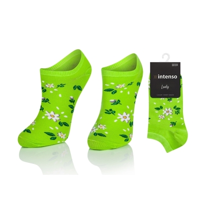Intenso nízké dámské ponožky Květy - zelené