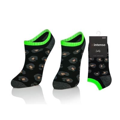 Intenso nízké dámské ponožky Leopard - černé