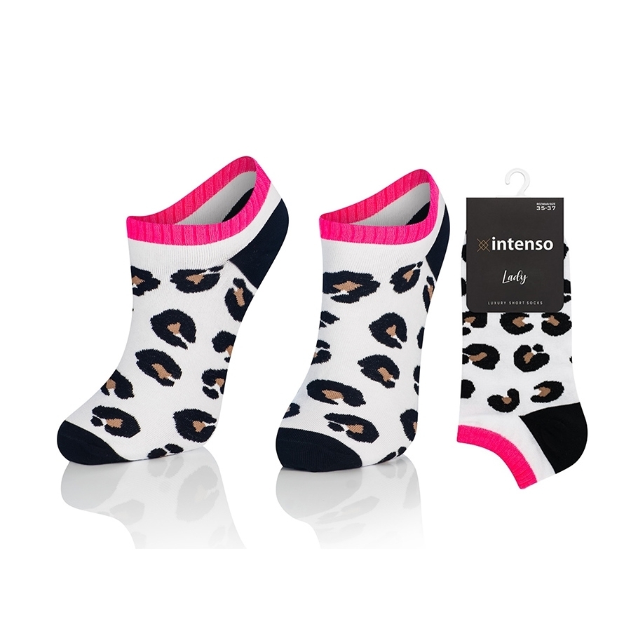 Intenso nízké dámské ponožky Leopard - bílé
