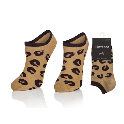 Intenso nízké dámské ponožky Leopard - hnědé