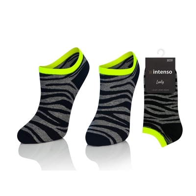 Intenso nízké dámské ponožky Zebra vzor - černé