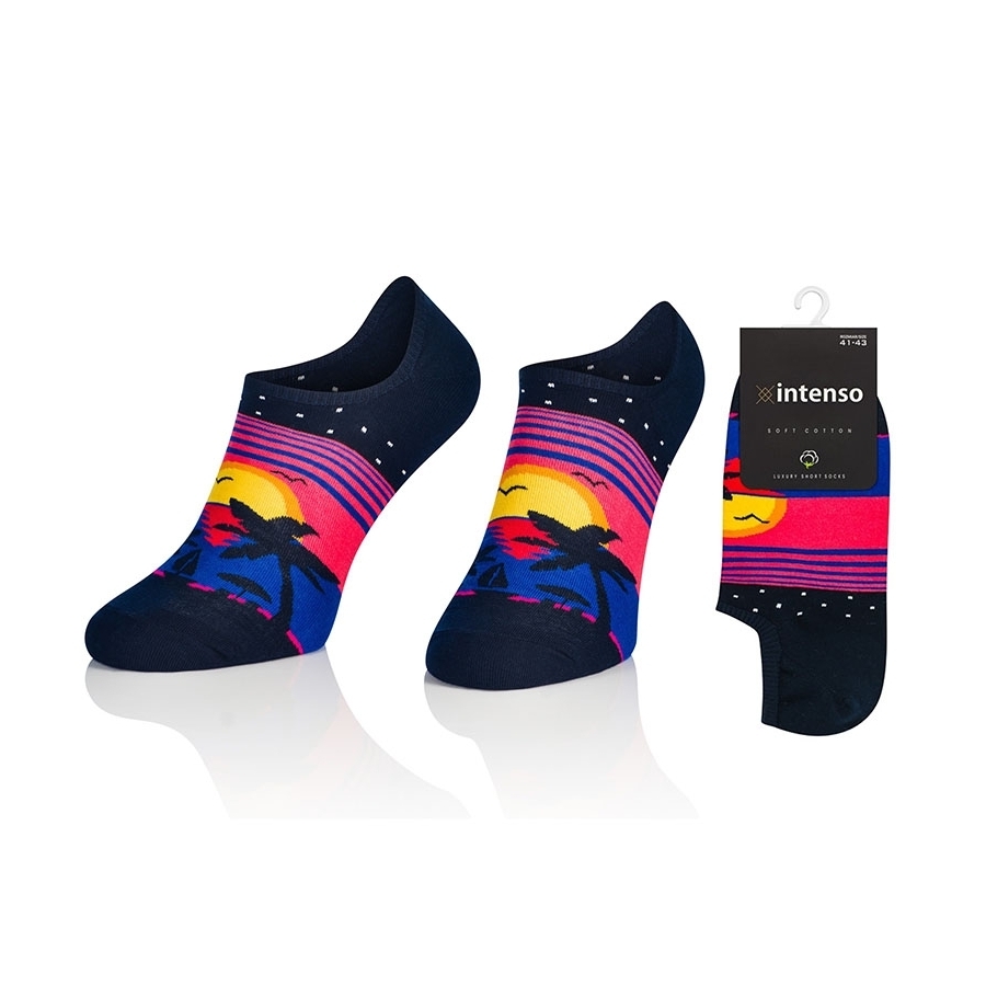 MICRO STOPKI INTENSO SOFT COTTON DAMSKIE Z APLIKACJĄ SILIKONOWĄ W PIĘCIE ART. 037 KOL:032