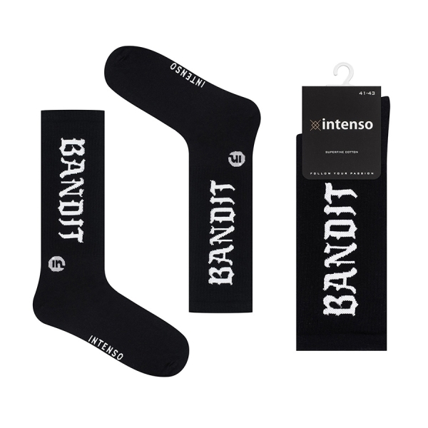 Intenso Retro vysoké pánské ponožky Bandit - černé