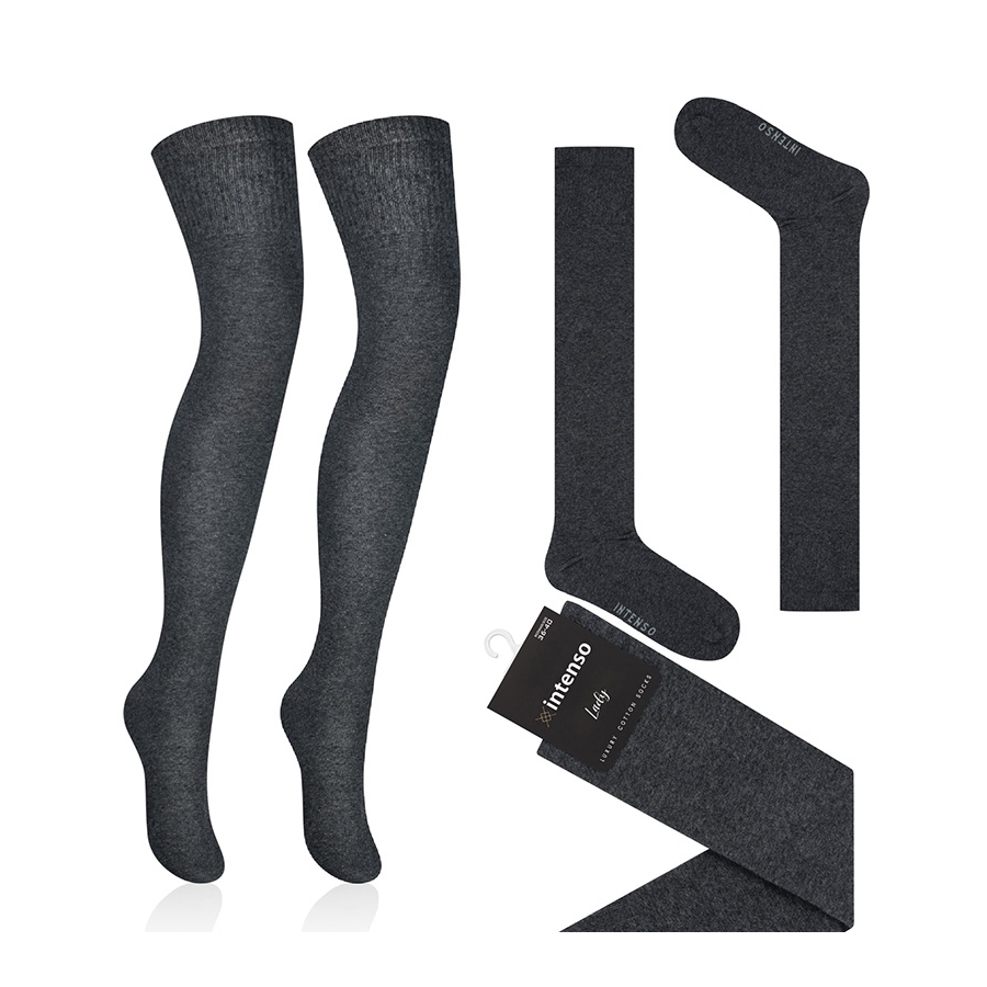 Intenso dámské bavlněné nadkolenky - šedé