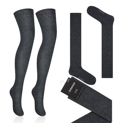 Intenso dámské bavlněné nadkolenky - šedé