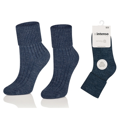 Intenso Natural Wool vlněné beztlaké dámské ponožky - jeans