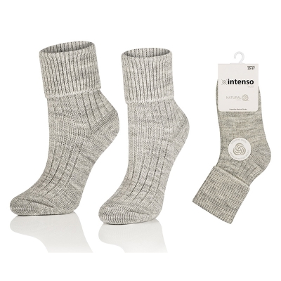 Intenso Natural Wool vlněné beztlaké dámské ponožky - světle šedé