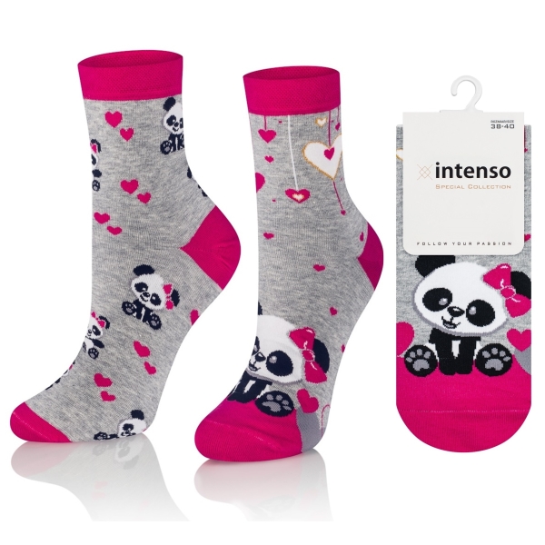Intenso vysoké veselé dámské ponožky Panda love
