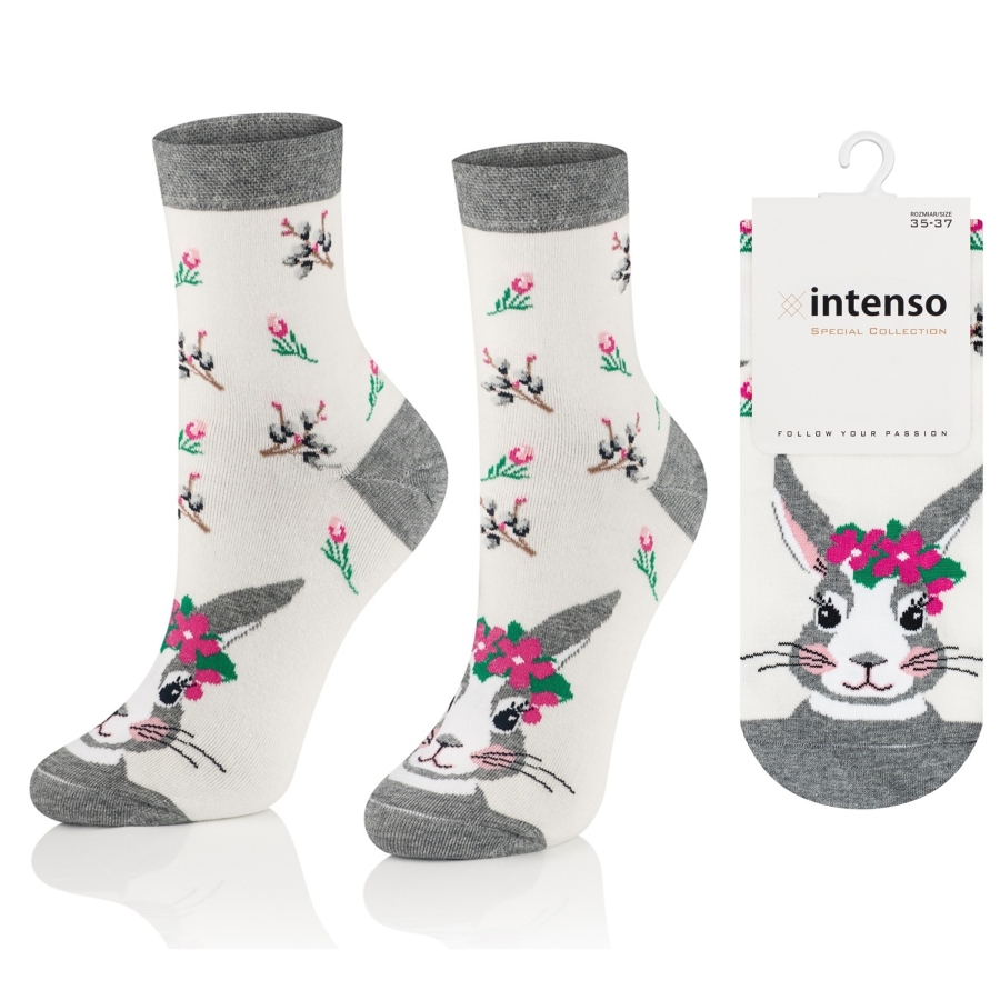 Intenso vysoké veselé dámské ponožky Králíček love