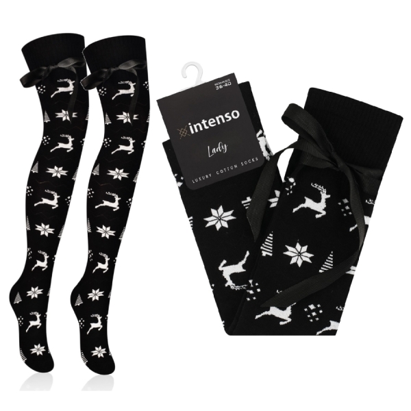 ZAKOLANÓWKI DAMSKIE BAWEŁNIANE WE WZORY INTENSO ART. 372 WZ. 225