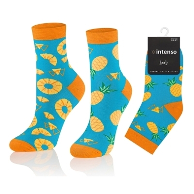 Intenso vysoké veselé dámské ponožky Ananas