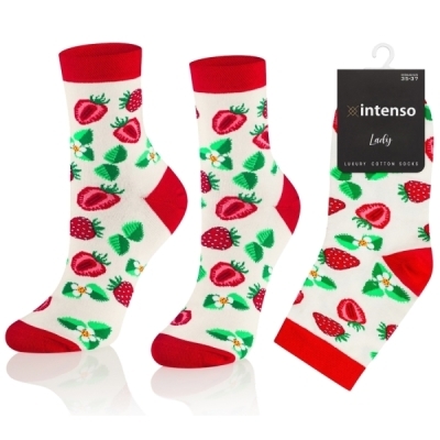 Intenso vysoké veselé dámské ponožky Jahody