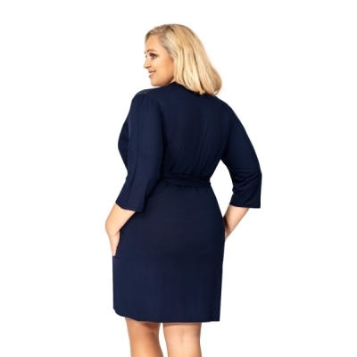 Tess granatowy - szlafrok plus size
