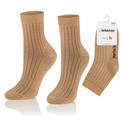 Intenso dámské vysoké vlněné ponožky Merino vlna - béžové 0648