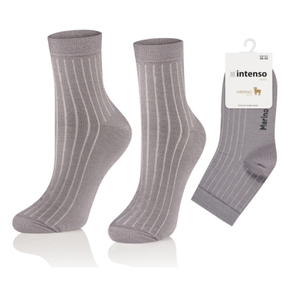 Intenso dámské vysoké vlněné ponožky Merino vlna - světle šedé 0648