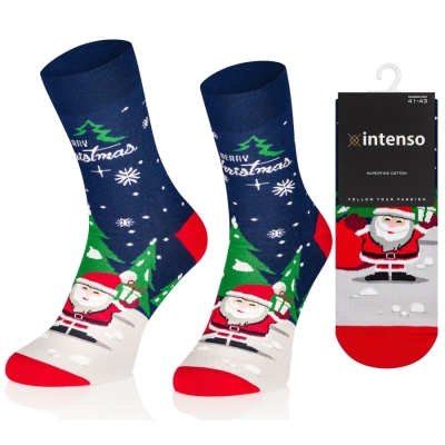 Intenso pánské vysoké veselé ponožky Santa s dárečkem