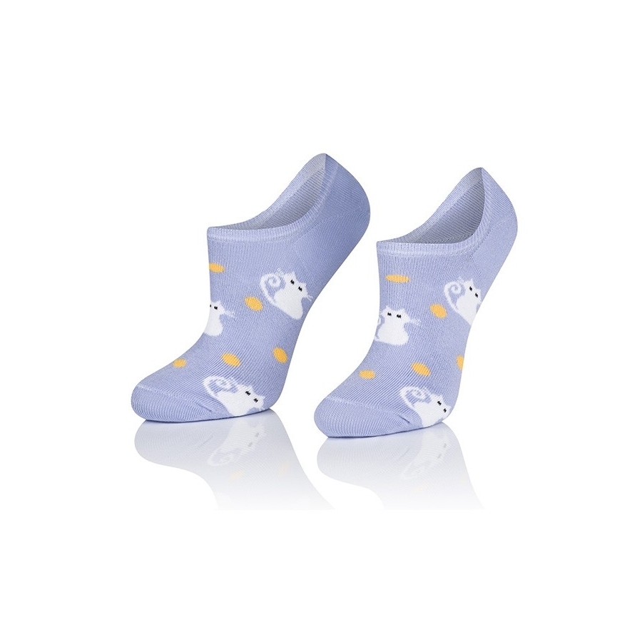 Intenso nízké veselé dámské ponožky Kočky - fialové