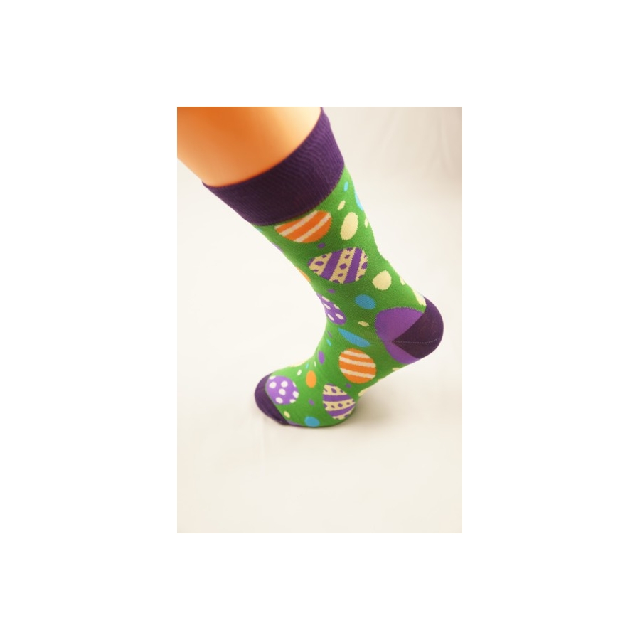 Milena pánské vysoké ponožky velikonoce - Vajíčka (tmavě fialové)