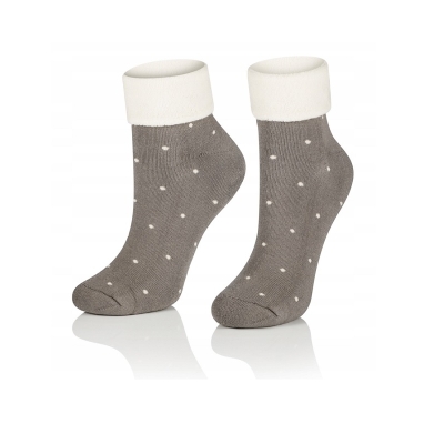 Intenso dámské  vysoké froté ponožky Puntíky - šedé