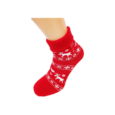 Krystjan veselé dámské froté ponožky Norský vzor - červené