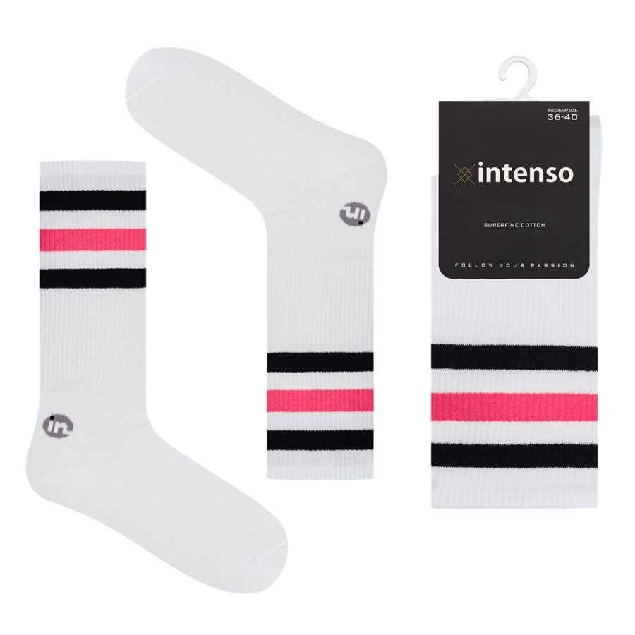 Intenso Retro Dámské ponožky s Pruhy - červenomodré