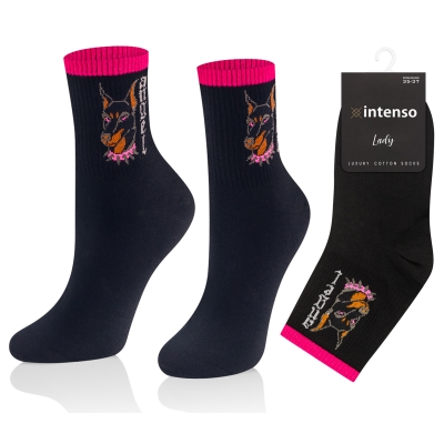 Intenso Luxury dámské vysoké ponožky Dobrman - černé