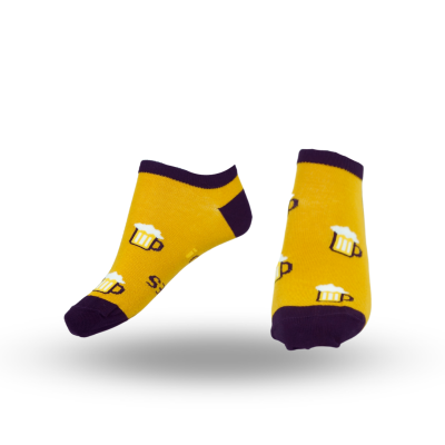 Crazy Socks nízké ponožky Přines mi pivo - žluté