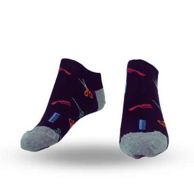 Crazy Socks nízké ponožky kadeřnické nůžky - černé