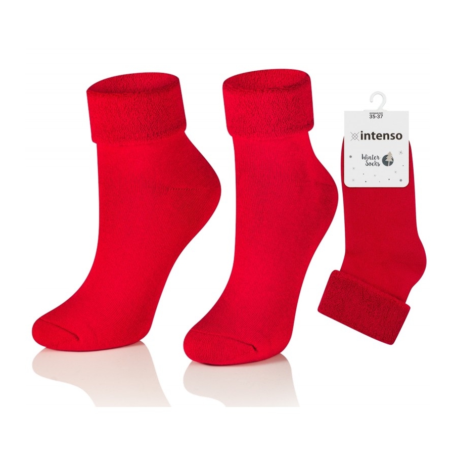 Intenso dámské  vysoké froté ponožky- červené