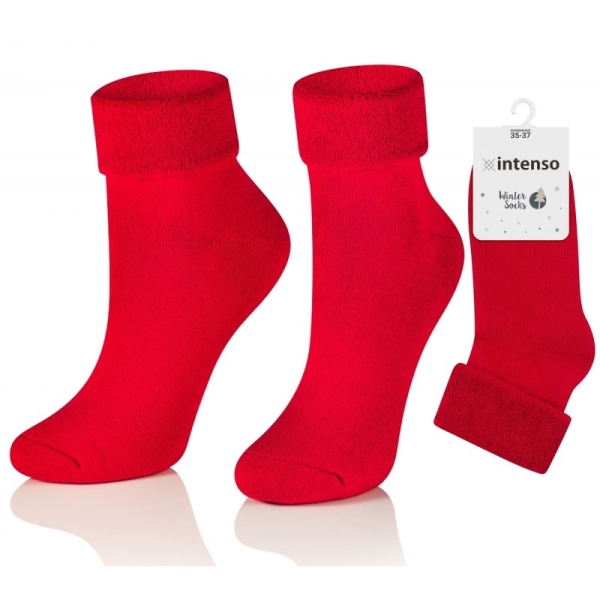 Intenso dámské  vysoké froté ponožky- červené