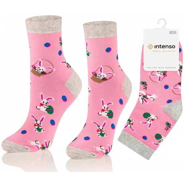 Intenso vysoké veselé dámské ponožky velikonoce- Zajíček