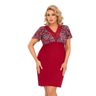 Donna Rita Plus dámská noční košilka- bordo