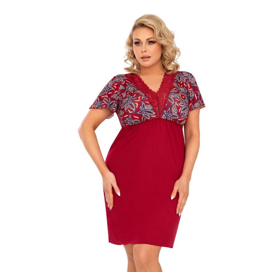 Donna Rita Plus dámská noční košilka- bordo