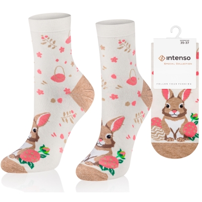Intenso vysoké veselé dámské ponožky velikonoce- Zajíček