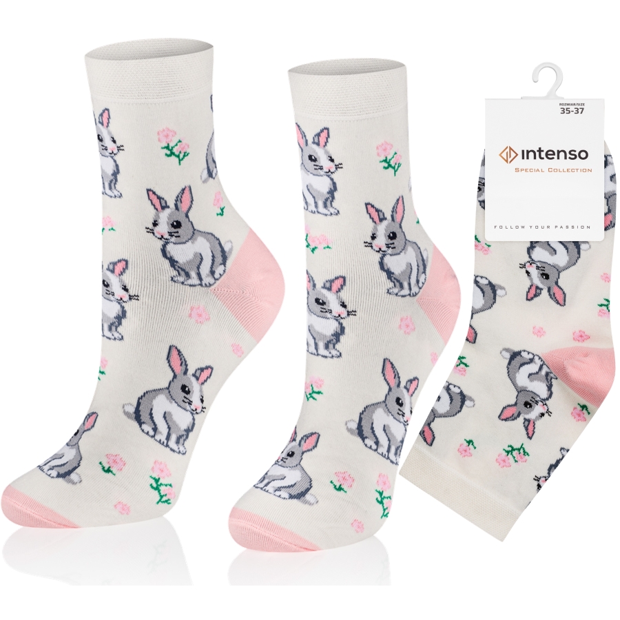 Intenso vysoké veselé dámské ponožky velikonoce- Zajíček