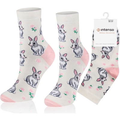 Intenso vysoké veselé dámské ponožky velikonoce- Zajíček