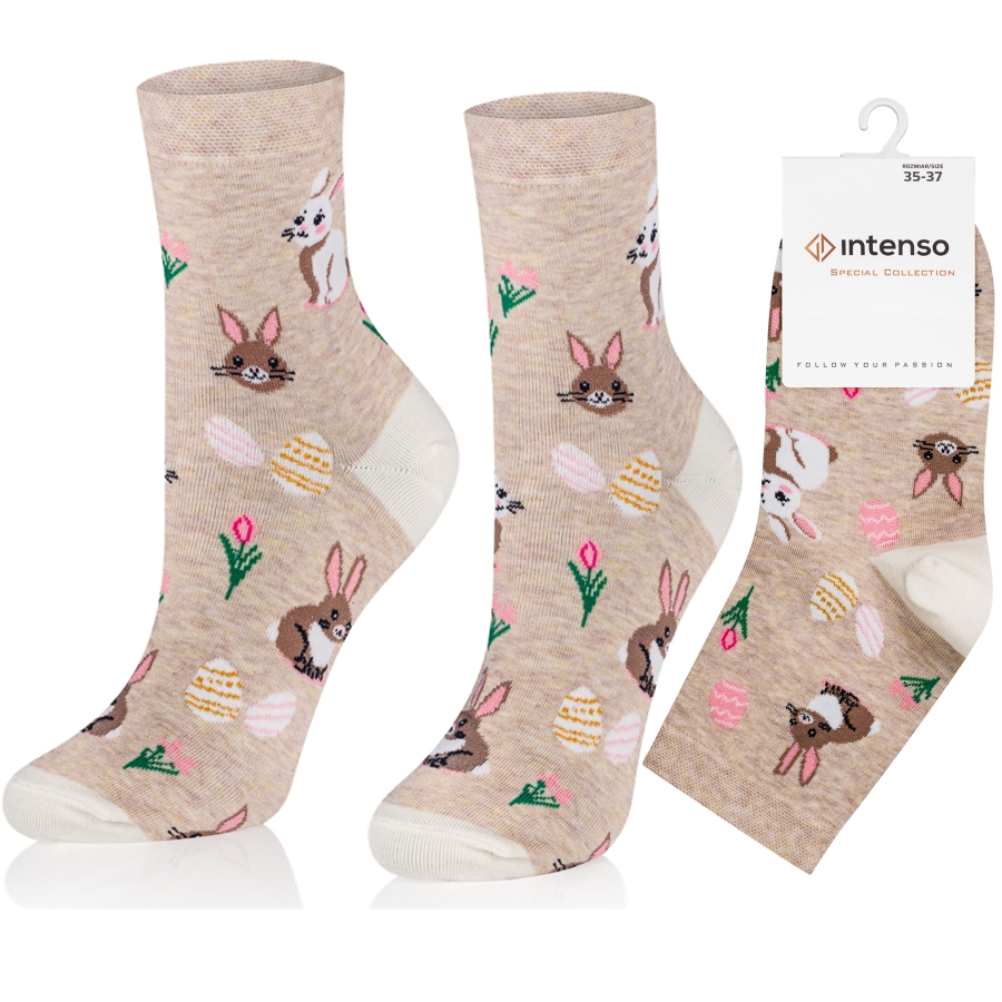 Intenso vysoké veselé dámské ponožky velikonoce- Zajíček