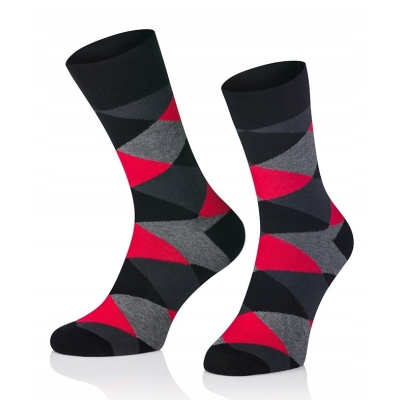 Intenso vysoké elegantní ponožky Rombes - černo červené