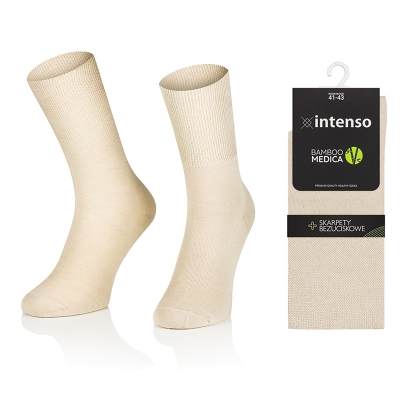 Skarpety bezuciskowe bambusowe Bamboo Medica Jasny beż