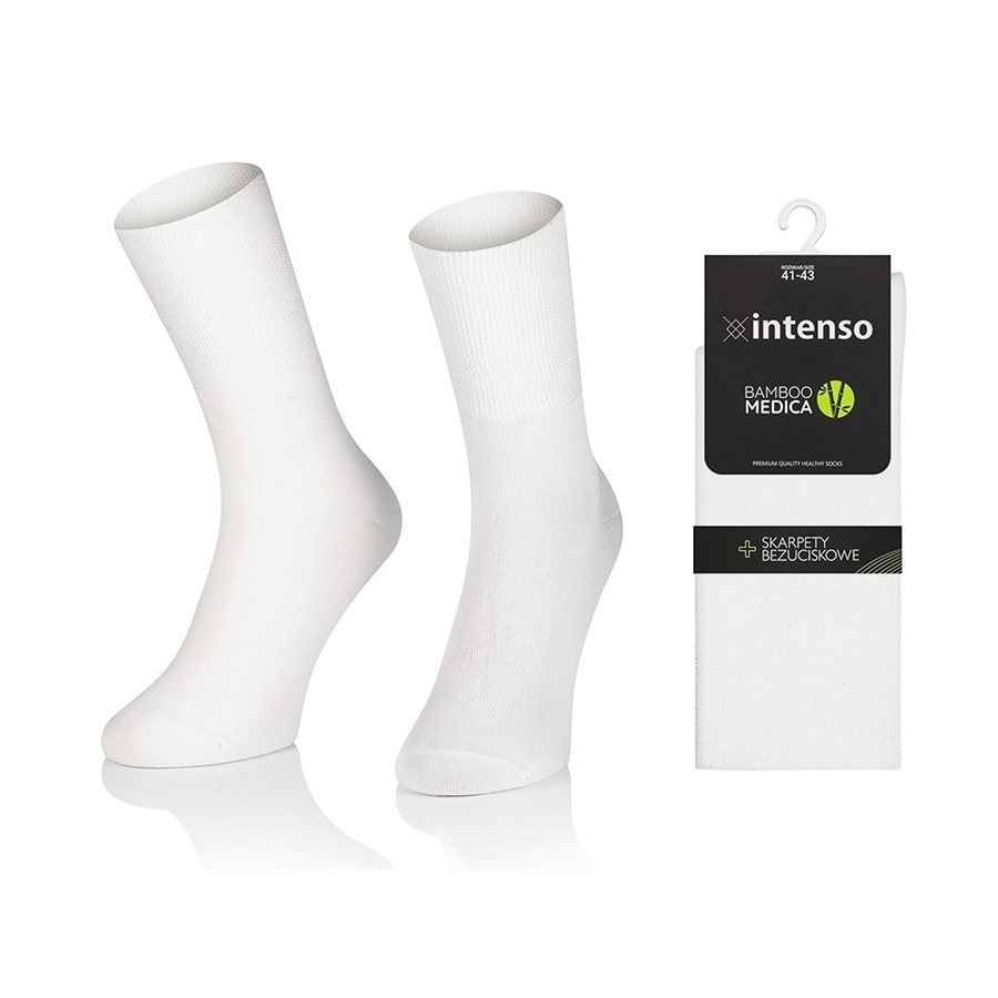 Skarpety bezuciskowe bambusowe Bamboo Medica Biały