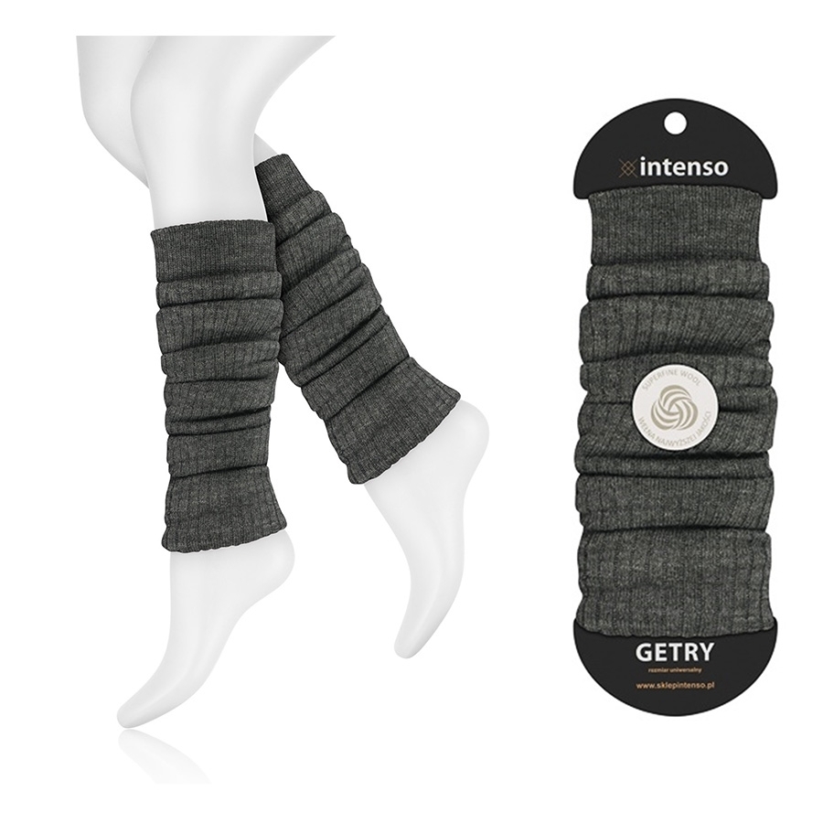 Getry wełniane ocieplacze szary melanż