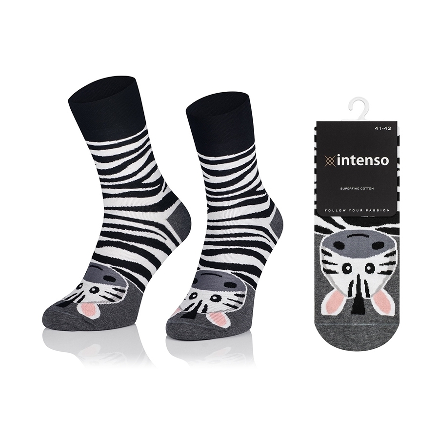 Intenso vysoké veselé ponožky Zebra