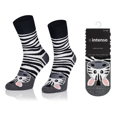 Intenso vysoké veselé dámské ponožky Zebra