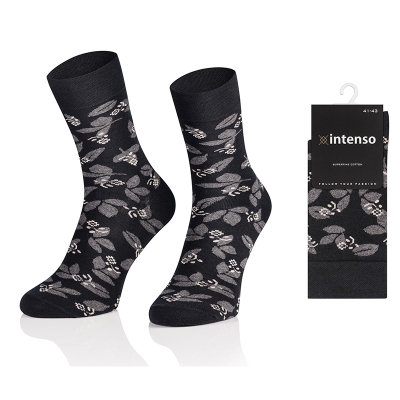 ELEGANCKIE SKARPETY MĘSKIE WE WZORY WZ30 KWIATY GRAFIT