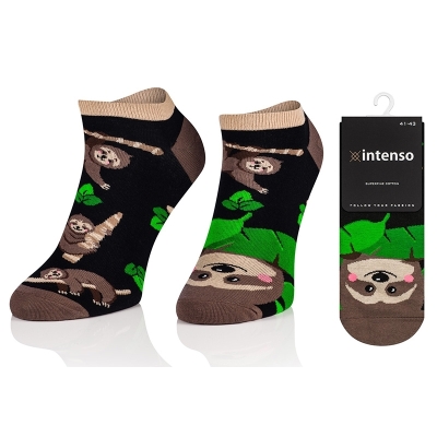 STOPKI DAMSKIE NIE DO PARY WE WZORY, INTENSO HAPPY ART.1719 WZ1 LENIWIEC