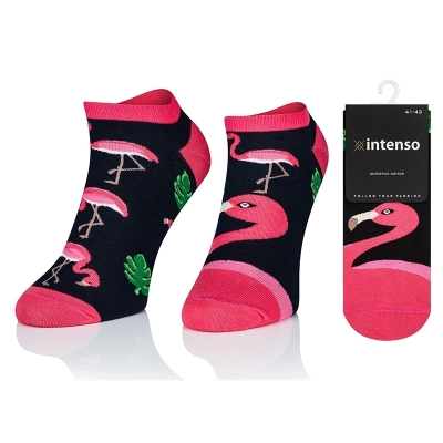 Intenso kotníkové veselé dámské ponožky Plameňák