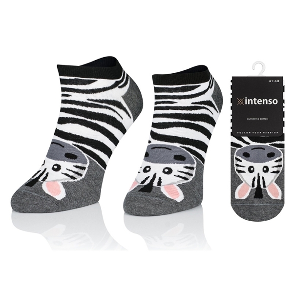 Intenso dámské kotníkové veselé ponožky Zebra