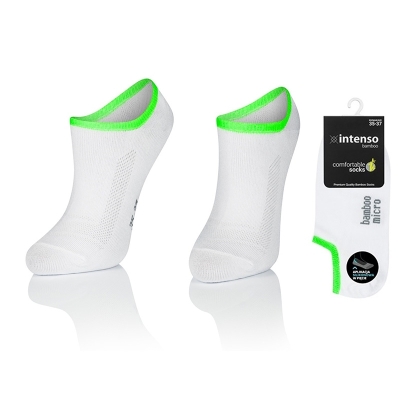 Intenso dámské bambusové ponožky, antislip pata - bílo-zelené